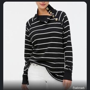 J crew factory striped wide button collar tunic sweatshirt worn 1x